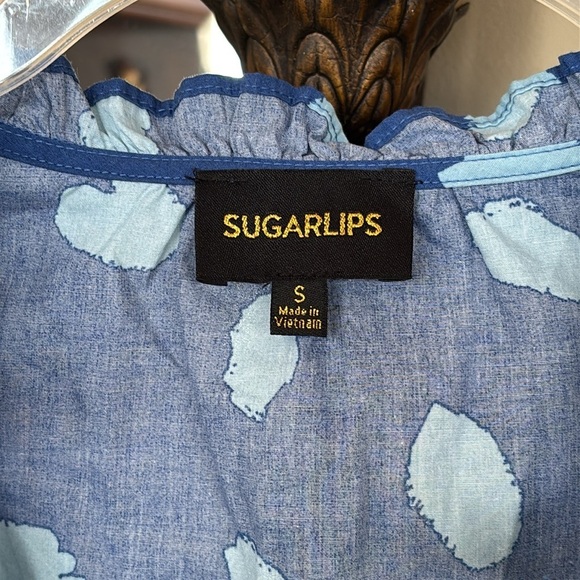 NWOT Sugarlips Odessa Dot Sammy Ruffle Drop Waist Dress Balloon Sleeves Cotton - Picture 5 of 16